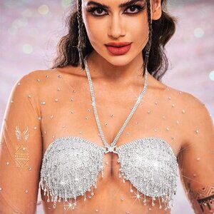 NWT Sparkling Bling Swarovski Crystal Rhinestone Bikini Top + FREE Gift!